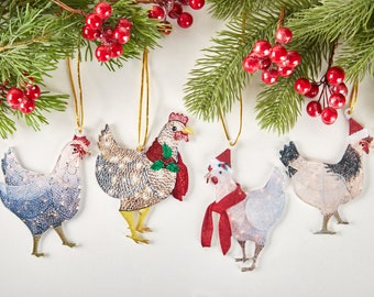 Christmas Chicken Ornament, Funny Chick Decoration, Outdoor Christmas Tree Hanging Hen Ornament,Easy to Hang,Perfect for Christmas Gift