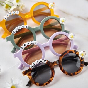 Floral Daisy Girls Personalized Name Sunglasses Toddler Gift Kids Gift baby gifts Personalized Kids Sunglasses Premium 400 UV Protection