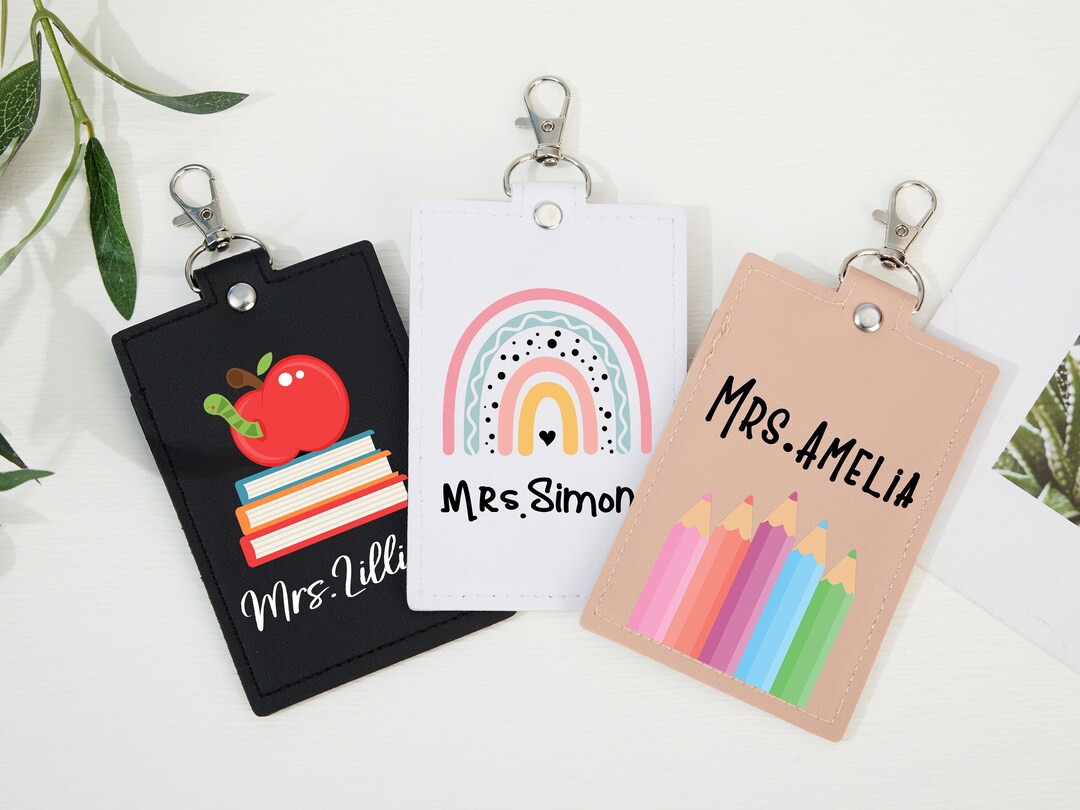 Personalized Teacher Badge Holder,pencil ID Holder,id Badge Holder