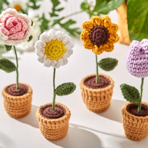 Handmade Crochet Potted Plant Crochet Flower Decoration Knitted Flower ...