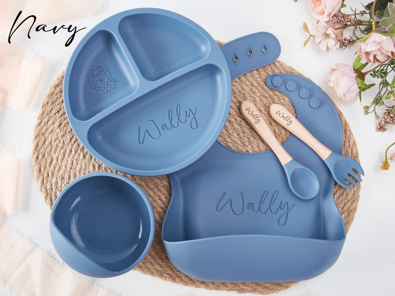 Personalized Silicone Weaning Set,Cartoon Weaning Set for Toddler Baby Kids,Feeding Set with Name,Eco-Friendly,Baby Plate,Baby Shower Gift zdjęcie 5