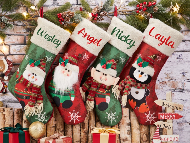 Christmas Stockings Personalized Stockings Christmas Stocking Family Stocking Monogram 3D Christmas Stocking Christmas Decor Christmas Gifts image 5