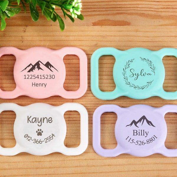 Personalized Silicone Dog Airtag Case Dog Tag Protective Case Pet Air Tag case Apple Airtag Tracker Pet Collar Holder Dog Gifts Cat Gifts