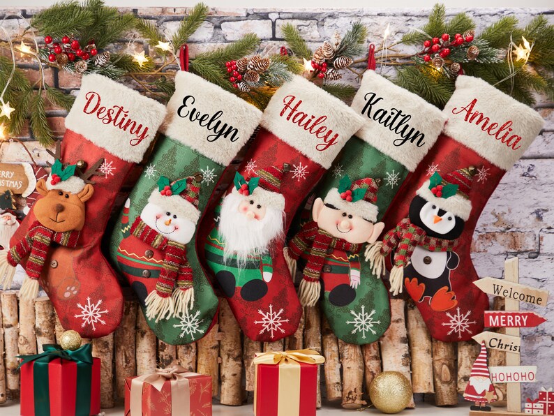 Christmas Stockings Personalized Stockings Christmas Stocking Family Stocking Monogram 3D Christmas Stocking Christmas Decor Christmas Gifts image 4