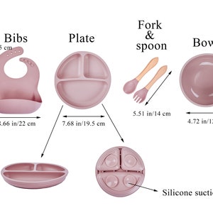 Gepersonaliseerde siliconen speenset, cartoon speenset voor peuterbaby's, voedingsset met naam, milieuvriendelijk, babybord, kraamcadeau afbeelding 8