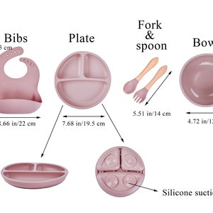 Set per lo svezzamento in silicone personalizzato,Set per lo svezzamento dei cartoni animati per bambini piccoli,Set per l'alimentazione con nome,Eco-Friendly,Piatto per neonati,Regalo per baby shower immagine 8