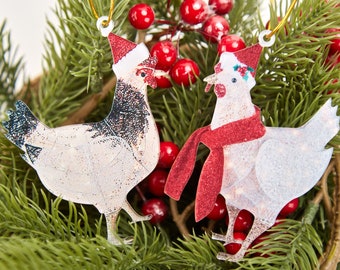 Hen Christmas Ornaments Christmas Chicken Ornament Rooster Ornaments Acrylic Christmas Tree Decoration for Christmas Party Winter Home Decor