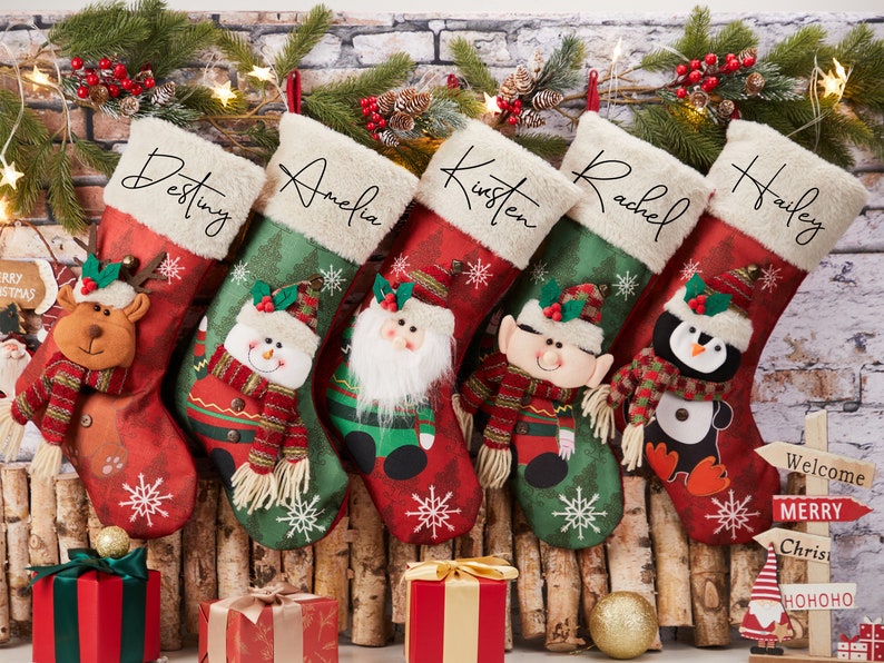 Bas de Noël Bas personnalisés Bas de Noël Bas de famille Monogramme 3D Bas de Noël Décor de Noël Cadeaux de Noël image 2