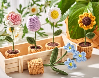 Handmade Crochet Potted Plant Crochet Flower Decoration Knitted Flower Car Decoration Crochet Flower Decoration Crochet Flower Gift for Her