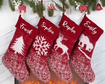 Personalized Christmas Stockings,Monogrammed Christmas Stockings with name,Embroidered Christmas Stocking,Family Stockings set of 4 5 6 7