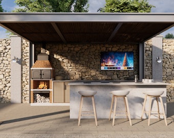 Outdoor Garden Pizza Bar - Kitchen - DIY Backyard Bar Plan