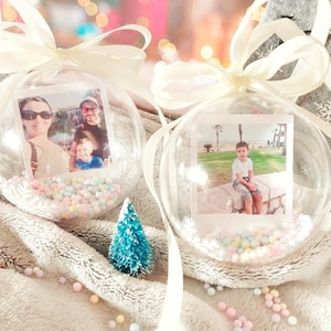 Gepersonaliseerde kerstbal met foto, kerstboomversiering, kerstcadeau, kerst-polaroidportret, knuffelbal