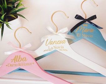 Personalisierte Kleiderbügel für Hochzeiten, Taufen, Kommunionen, Veranstaltungen - Personalisierter Hochzeitsbügel, Brautjungfernbügel, Patin