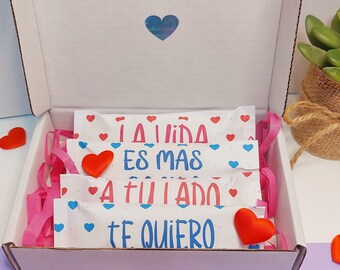 Caja Chocolatinas Personalizadas con Frase, Regalo Cumpleaños Aniversario Detalle Chocolate Dulces, regalo enamorados,