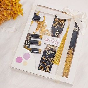 Cadeau personnalisé en résine, ensemble d'accessoires utiles, porte-clés, stylo, marque-page, cadeau original pour la fête des mères