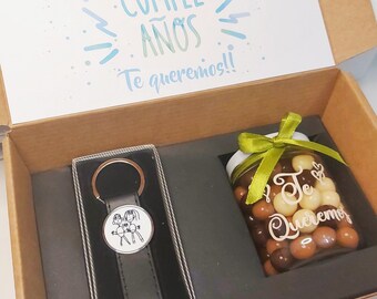 Keychain and chocolates gift box, Personalized gift for men, birthday gift, wedding witness gift