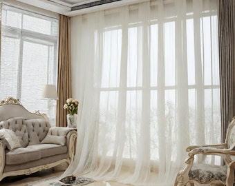 Extra Wide Linen Sheer Curtains(GLAMOUR) ,Color Options. Custom Made Rod Pocket, Grommet, Hook and Ring Options for Rod and Curtain Track