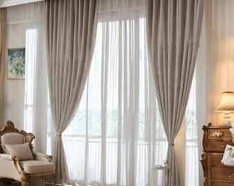 Extra Wide Linen Sheer Curtains(DEJAVU) ,Color Options. Custom Made Rod Pocket, Grommet, Hook and Ring Options for Rod and Curtain Track