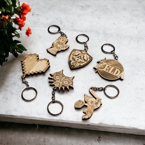 Set of The Legend of Zelda Wooden Keychains Unique Keyring Handmade Geek Gift Accessories for Keys Gift Idea Backpack Accessory image 4