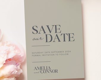 Modern Pastel The Date Template, Pastel Save The Date Template, Simple Pastel Save The Date, Printable Editable Canva