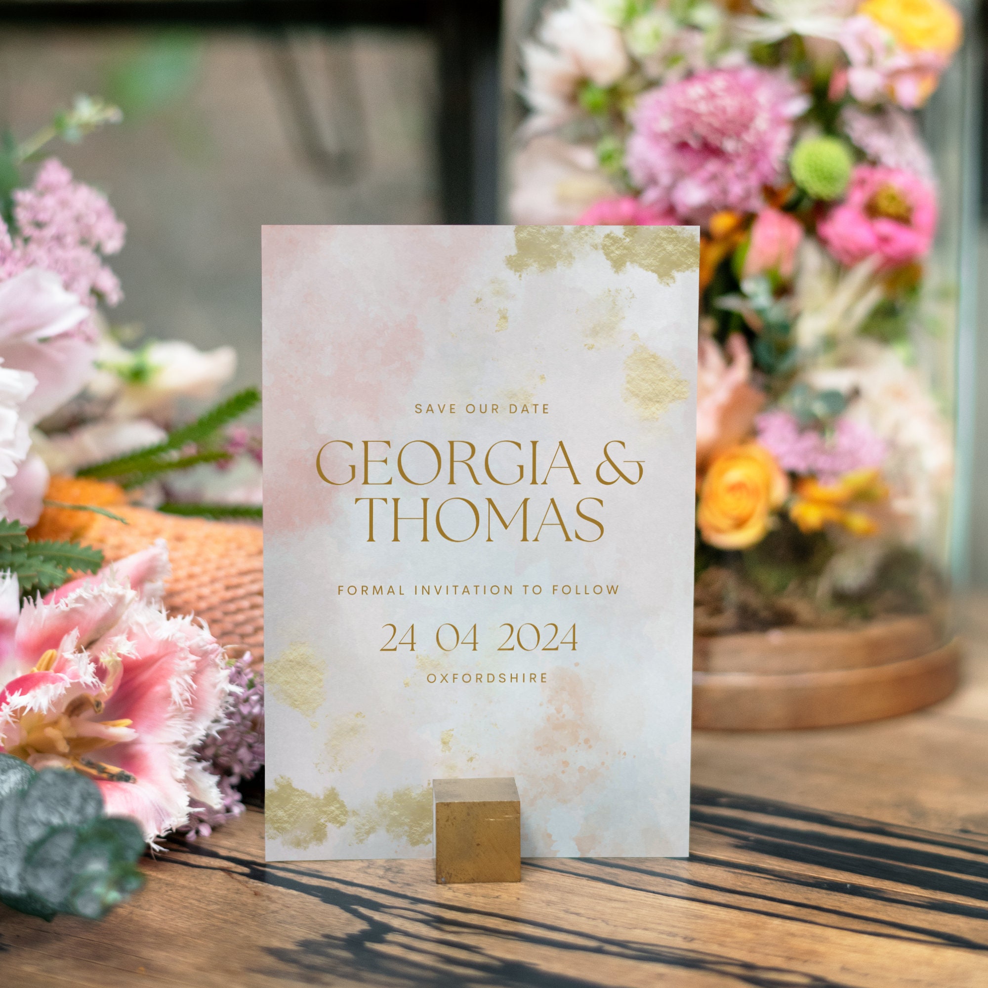 Watercolor Save the Date Template, Pastel Watercolor Floral Save the ...