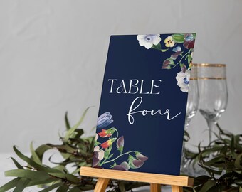 Botanical Floral Wedding Table Number Card, Floral Wedding Table Name Card, Floral Wedding Table Number Display Template, Canva Editable