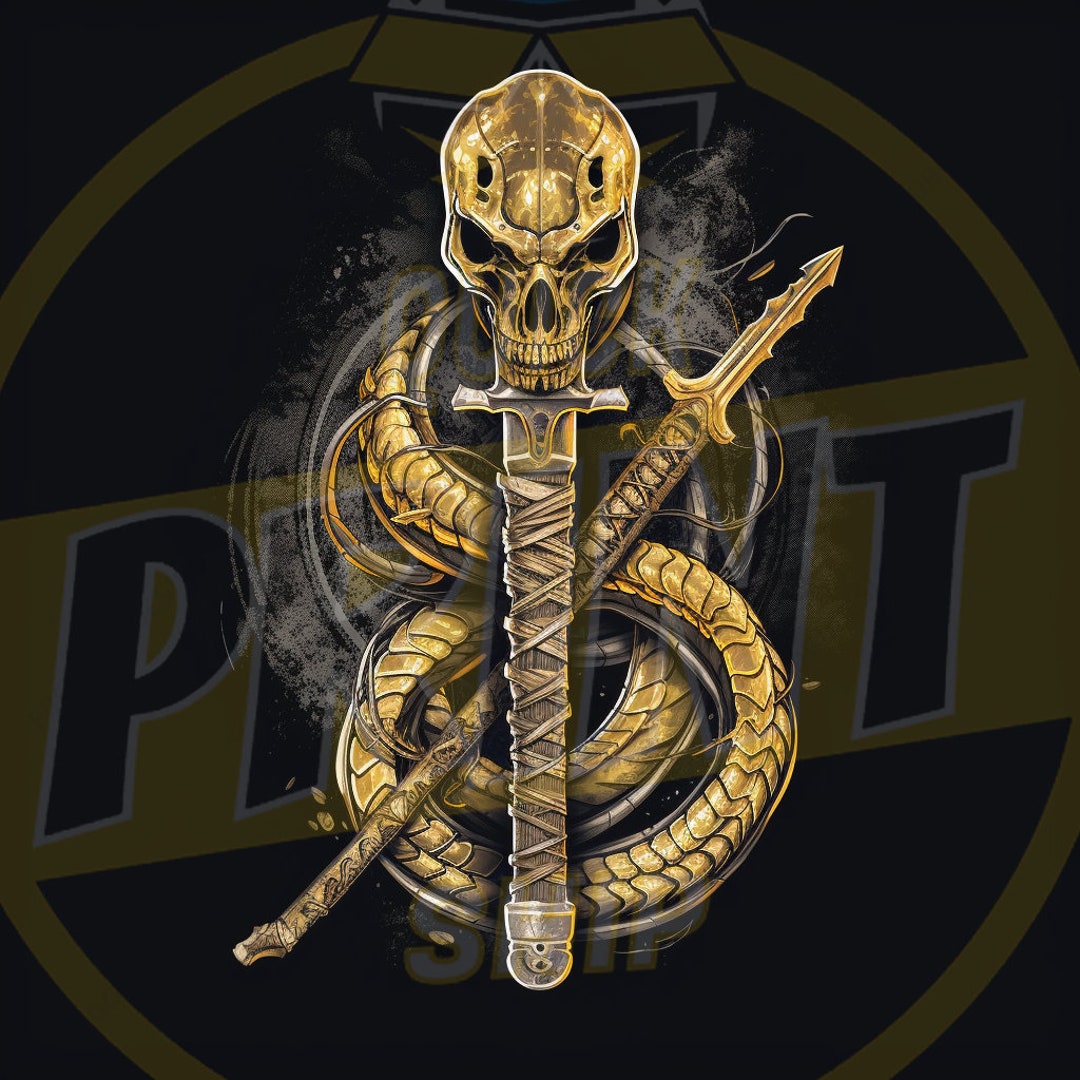 Gold Python and Sword Design | Digital Image File | Snake | Scary T ...