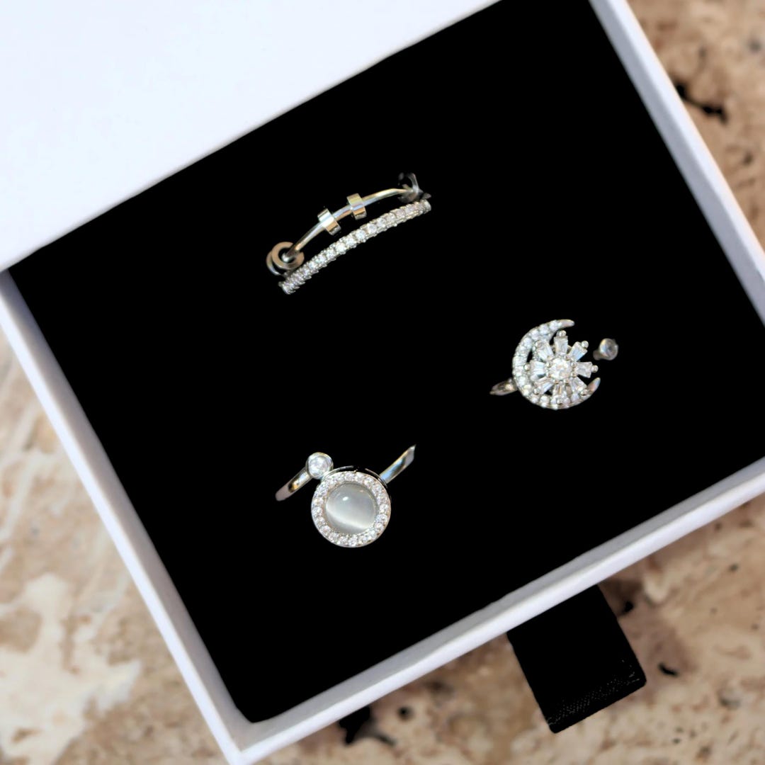 Tranquil Trio Spinner Ring Bundle Rotating Ring Spinning Fidget Ring ...