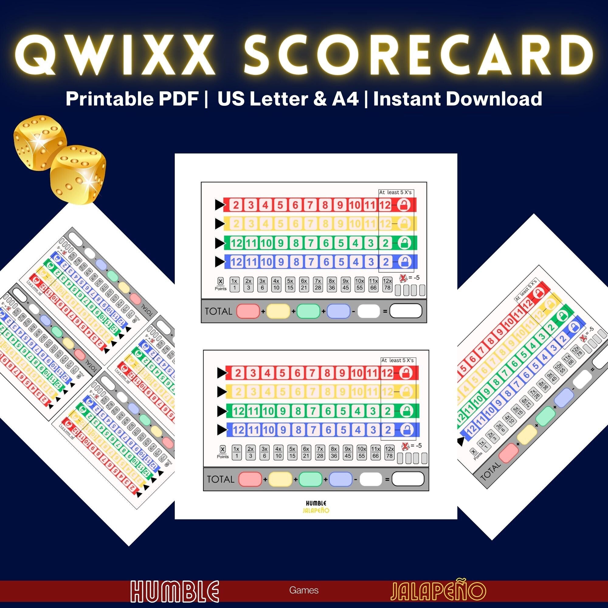 Printable Quixx Score Sheets, Quixx Score Card Download, Quixx