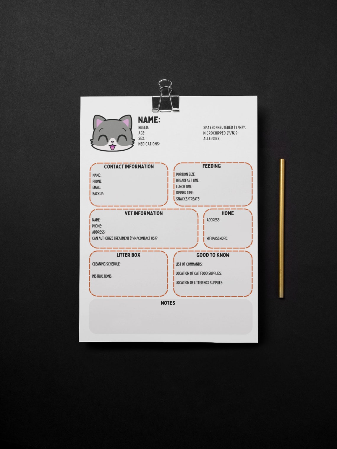 Cat Sitter Instructions Cat Sitting Information Form Etsy Cat Sitter Instructions Cat Sitting Information Form Etsy