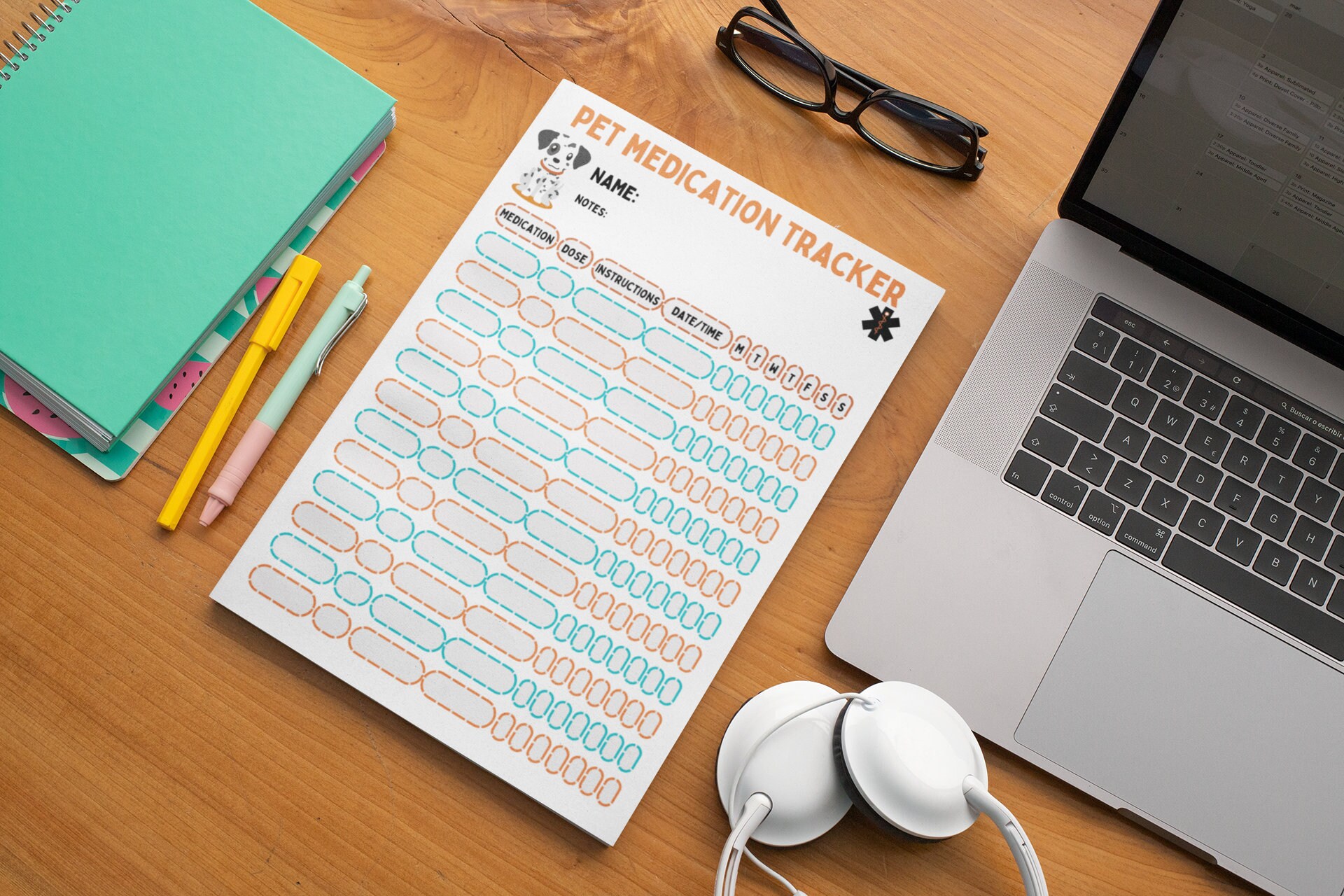 Pet Medication Log, Pet Medical Tracker, Dog Medication Log, Cat