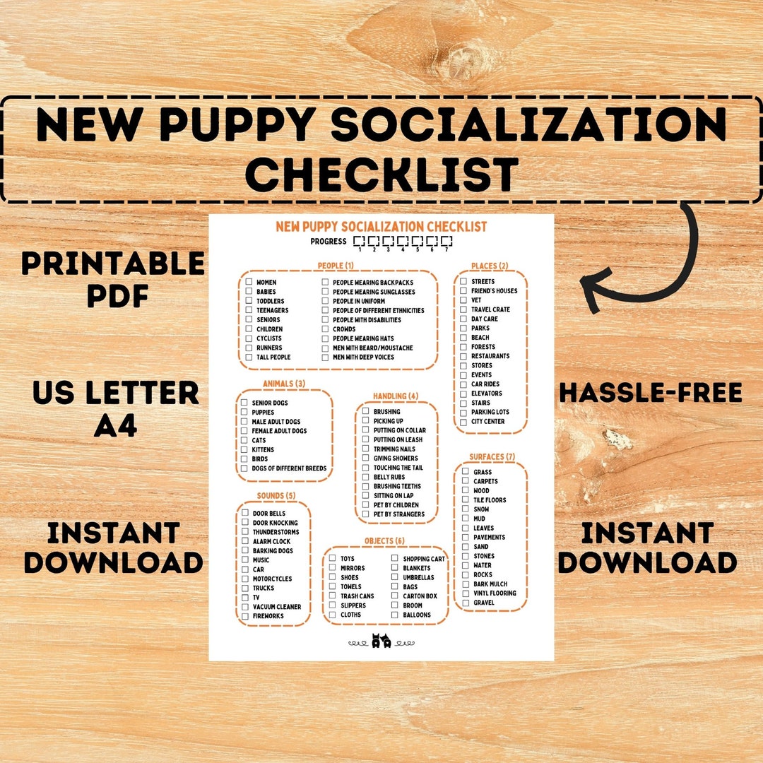 Puppy Socialization Checklist, Printable Dog Socialization Checklist ...