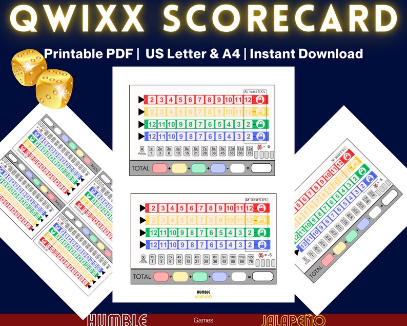 QWIXX Scorecard Qwixx Score Sheet - Il 794xN.5156669921 8ccm 
