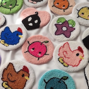 Stardew Valley Untersetzer | Junimo, Krobus,Stardrop,Huhn | Punch Needle Becher Teppich | Einzigartiges Geschenk für Gamer