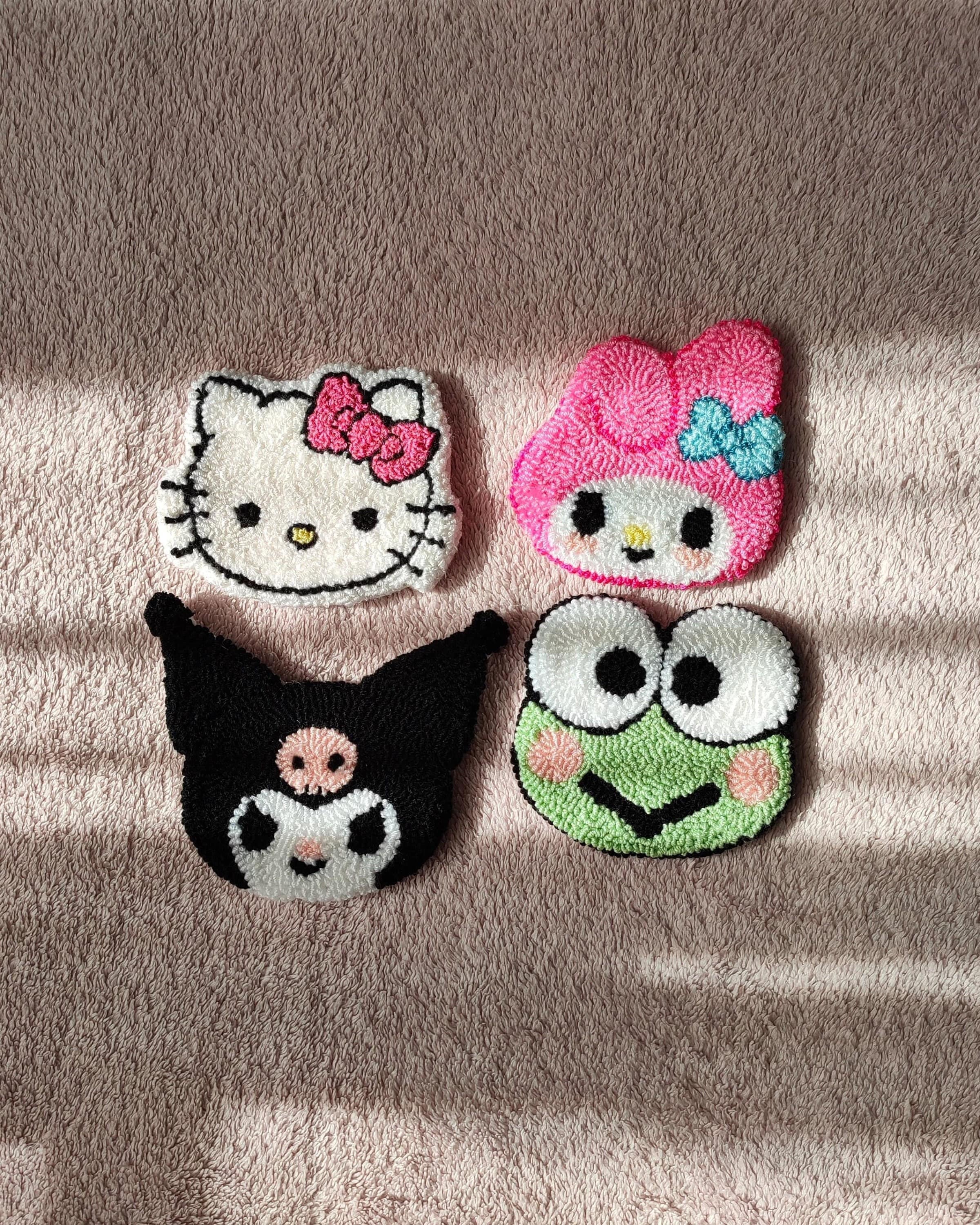 Kitty Punch Needle Coaster | Kitty and Friends Tufted Rug | Kawaii