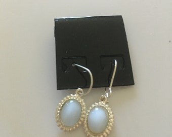 Blue silver plated drop earrings