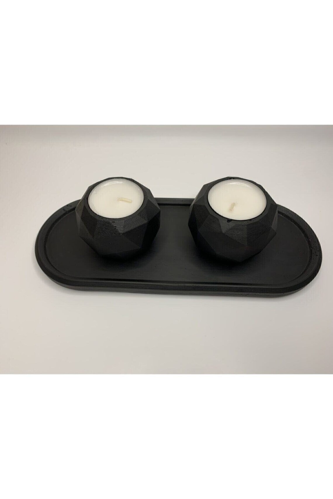 Black 2 Tealight Candle Holders Minimal Candle Holder Table Etsy