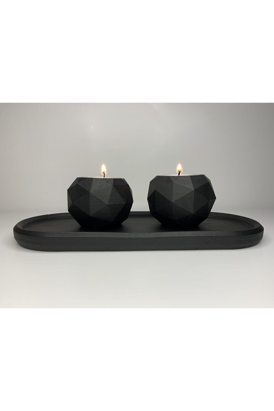 Black 2 Tealight Candle Holders Minimal Candle Holder Table Etsy