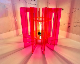 Art Deco Pink Neon Table Lamp: Acrylic Home Decor (30cm)