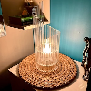 Diamond Acrylic Lamp | Retro Table Lamp, Art Deco Lamp, Clear Acrylic, Bedside Lamp, Transparent Lamp, Minimalist, Desk Light, Design | E14