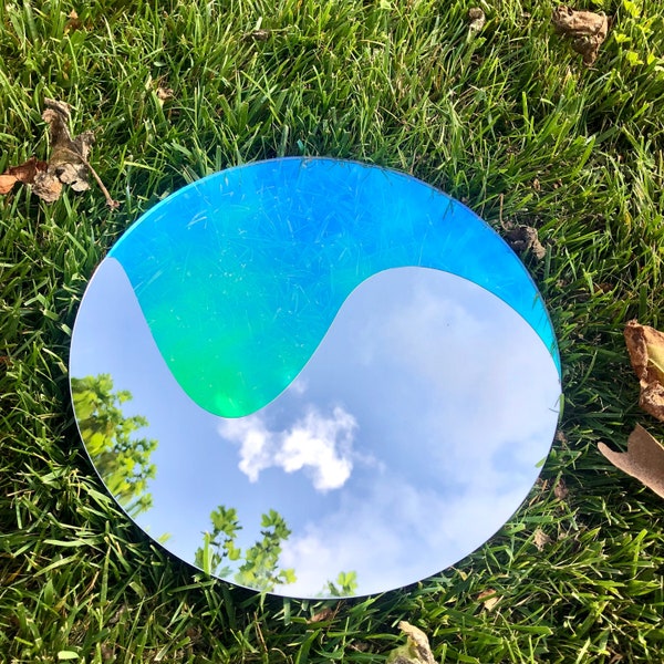 Round Colorful Mirror - Home Decor,  Minimalist, Mirror Wall Decor, Vanity Mirror, Art Deco, Holographic, Multicolor, Acrylic, Gift For Her