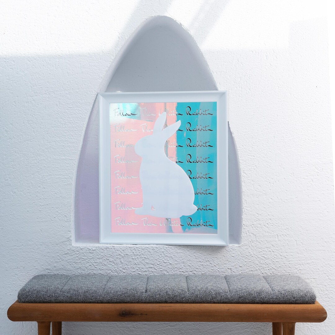 Iridescent Acrylic Rabbit Art: 'follow the White Rabbit' Limited ...