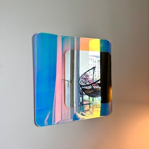 Iridesent Acrylic Minimalist Square Mirror | Colorful Square Shaped Mirror, Minimalist Home Decor, Acrylic Wall Art, Mirror for Modern Home