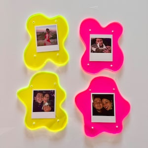 Vibrant Abstract Polaroid Photo Frame | Yellow and Pink Neon Acrylic, Abstract Wall Frame, Colorful Picture Frame, Frame for Polaraid