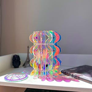 Iridescent Color Changing Lamp | Modern Table Lamp with Rainbow Reflections image 3