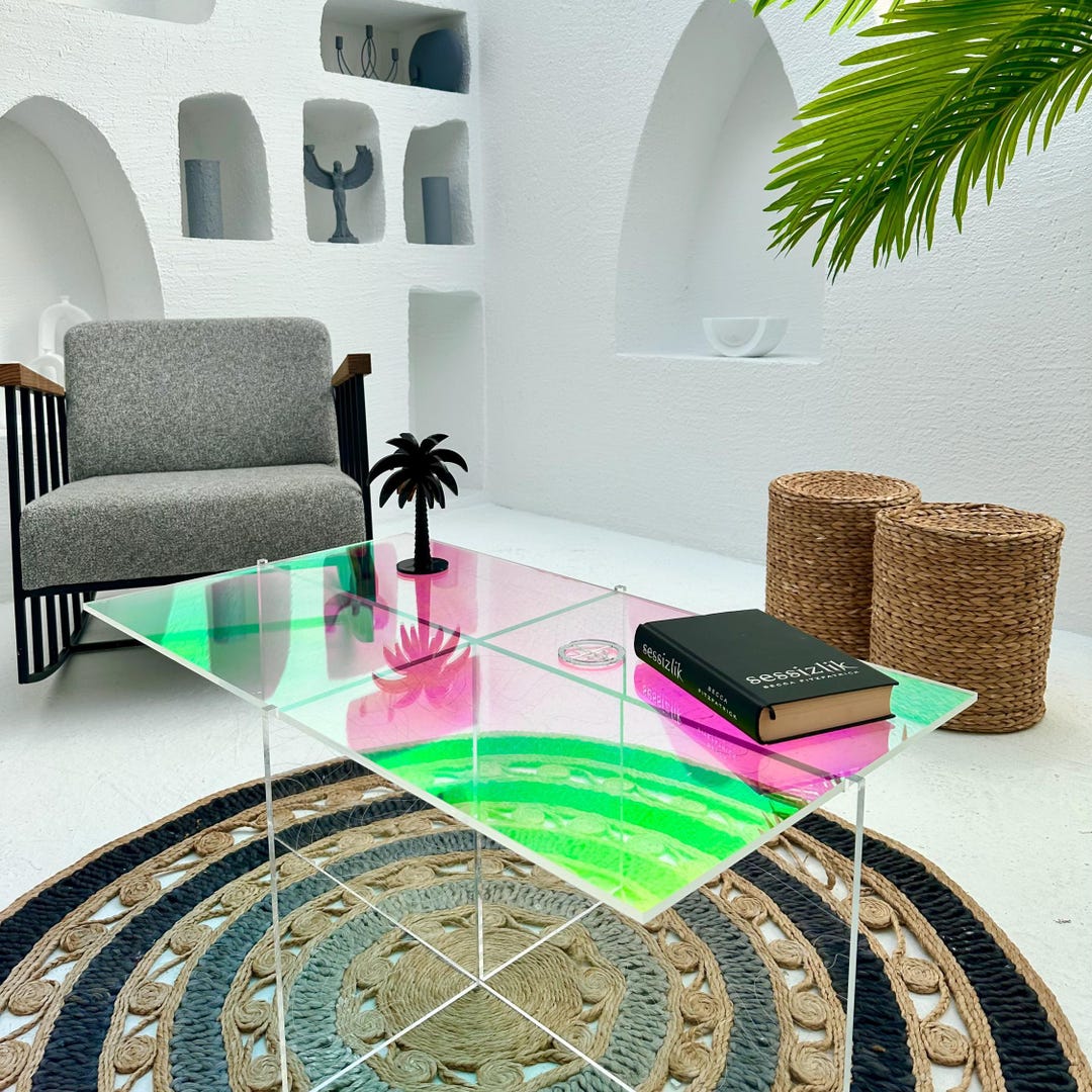Modern Iridescent Acrylic Coffee Table: Color-changing Wavy Design - Etsy