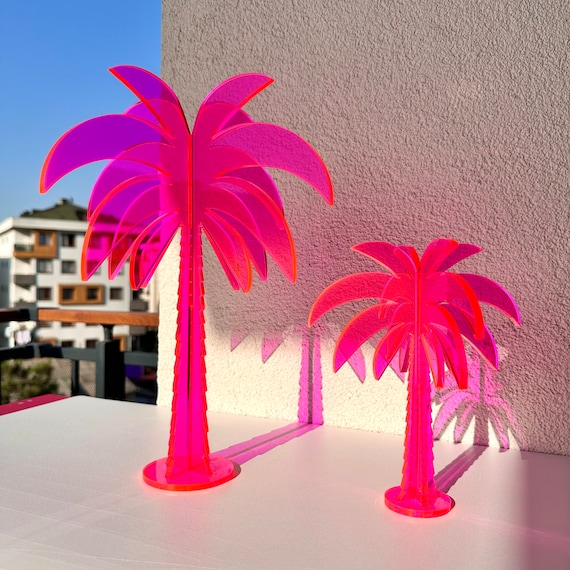 Neon Acrylic Palm Tree Sculpture Vibrant Decor for Contemporary