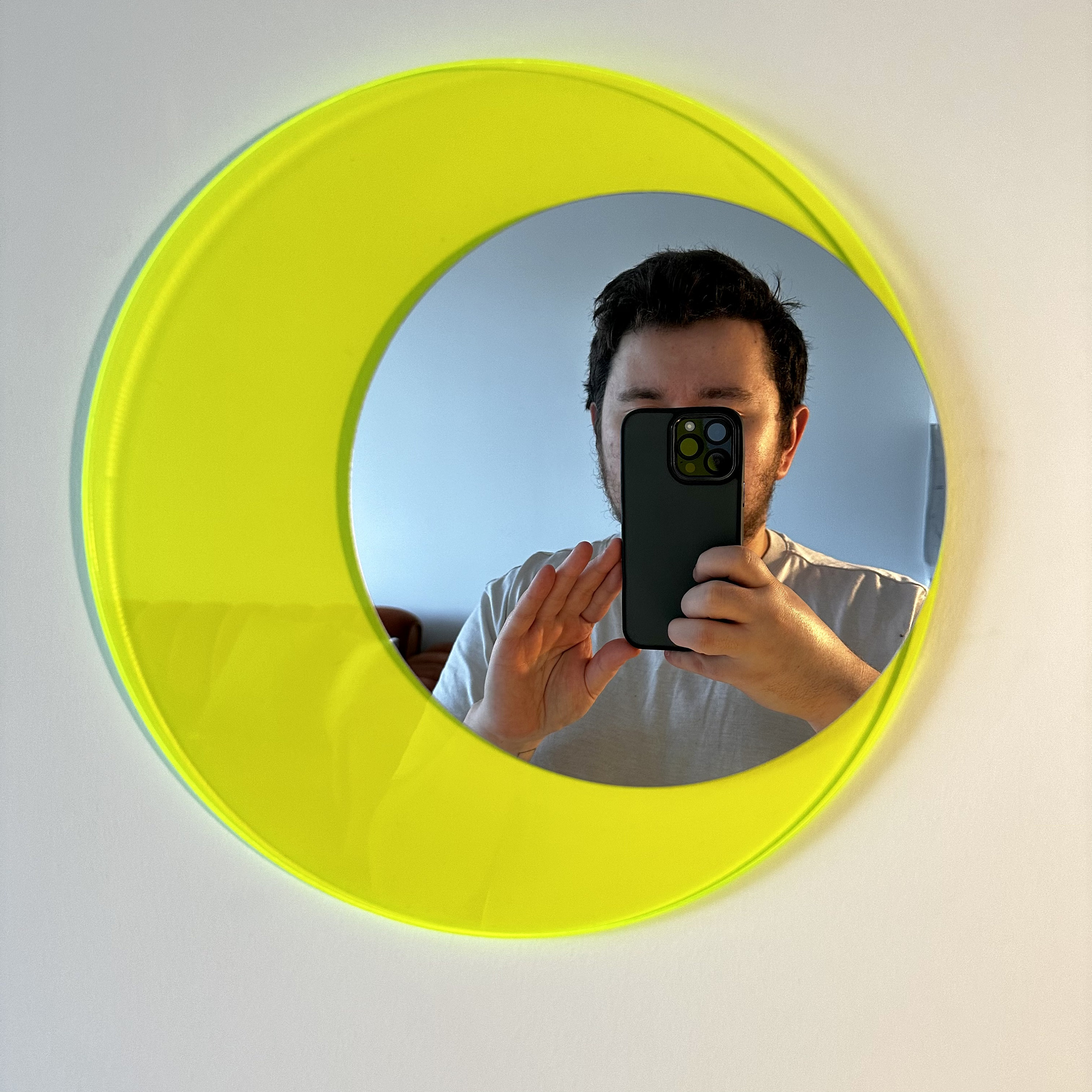Runder Acryl-Spiegel: Neon Gelb: Modernes Wohn Dekor (30,5 cm)