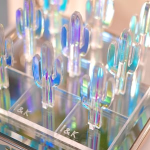 Bomboniera personalizzata a forma di cactus iridescente – Regalo acrilico personalizzato per matrimoni, eventi aziendali e ricordi eleganti per feste, bomboniera unica per eventi