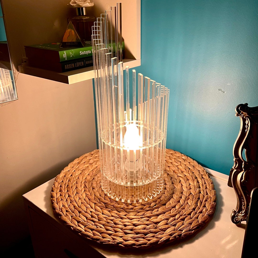Diamond Acrylic Lamp Retro Table Lamp, Art Deco Lamp, Clear Acrylic